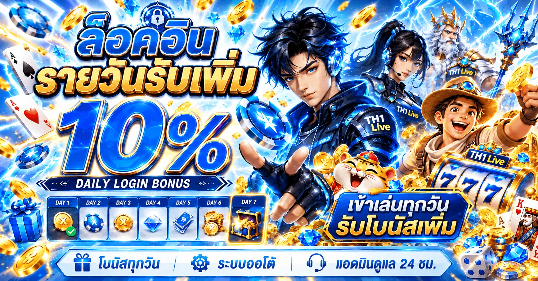 โบนัสล็อกอินรายวันของ TH1 Live พร้อมตัวละครแฟนตาซี